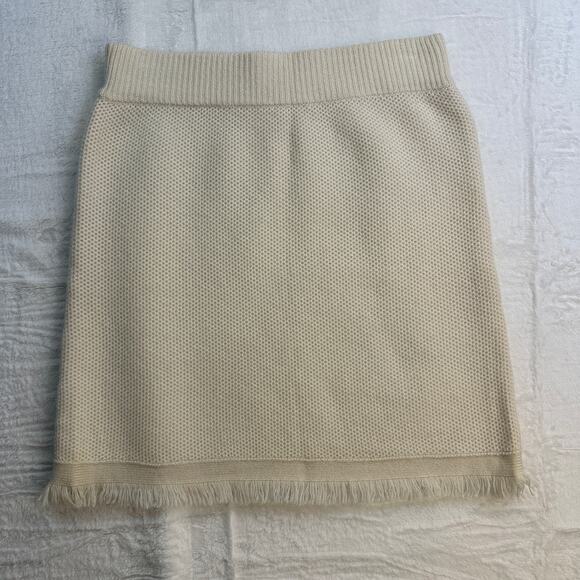 Lisa Yang Adela Skirt 100% Cashmere Cream Size 0 Extra Small XS Mini Fringe Trim - Picture 13 of 14